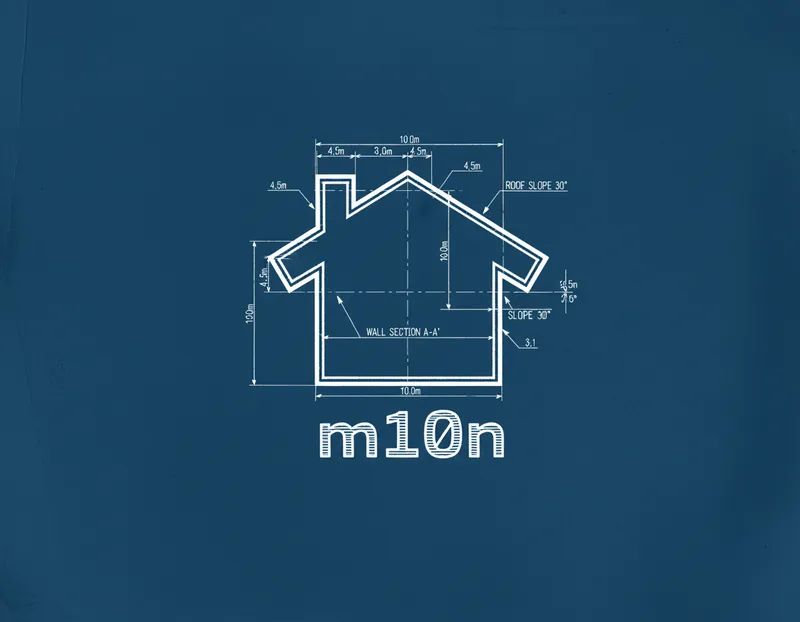 A logo for m10n as an engineering blueprint schema...