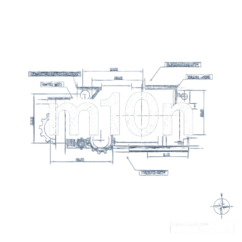 A logo for m10n as an engineering blueprint schema...