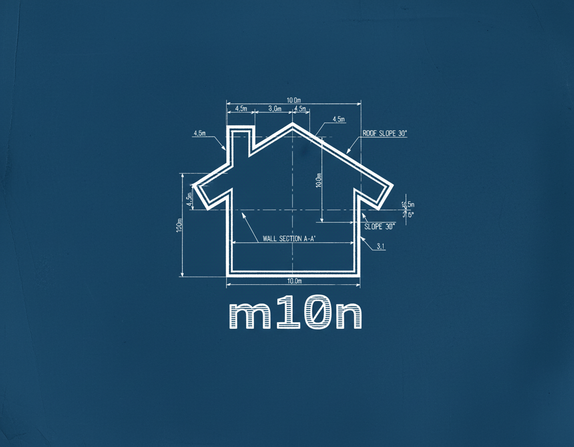 A logo for m10n as an engineering blueprint schema...
