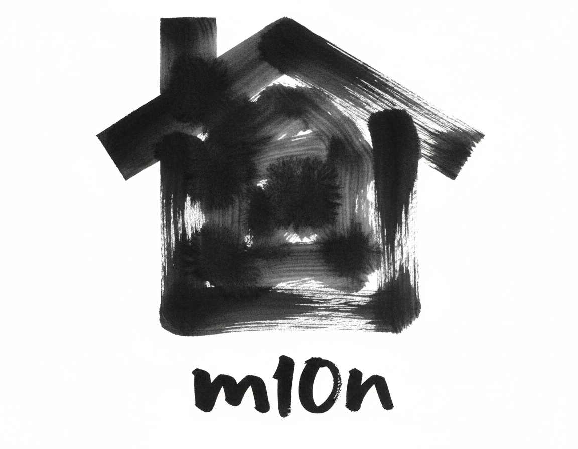 Render this logo as bold Japanese sumi-e brush str...