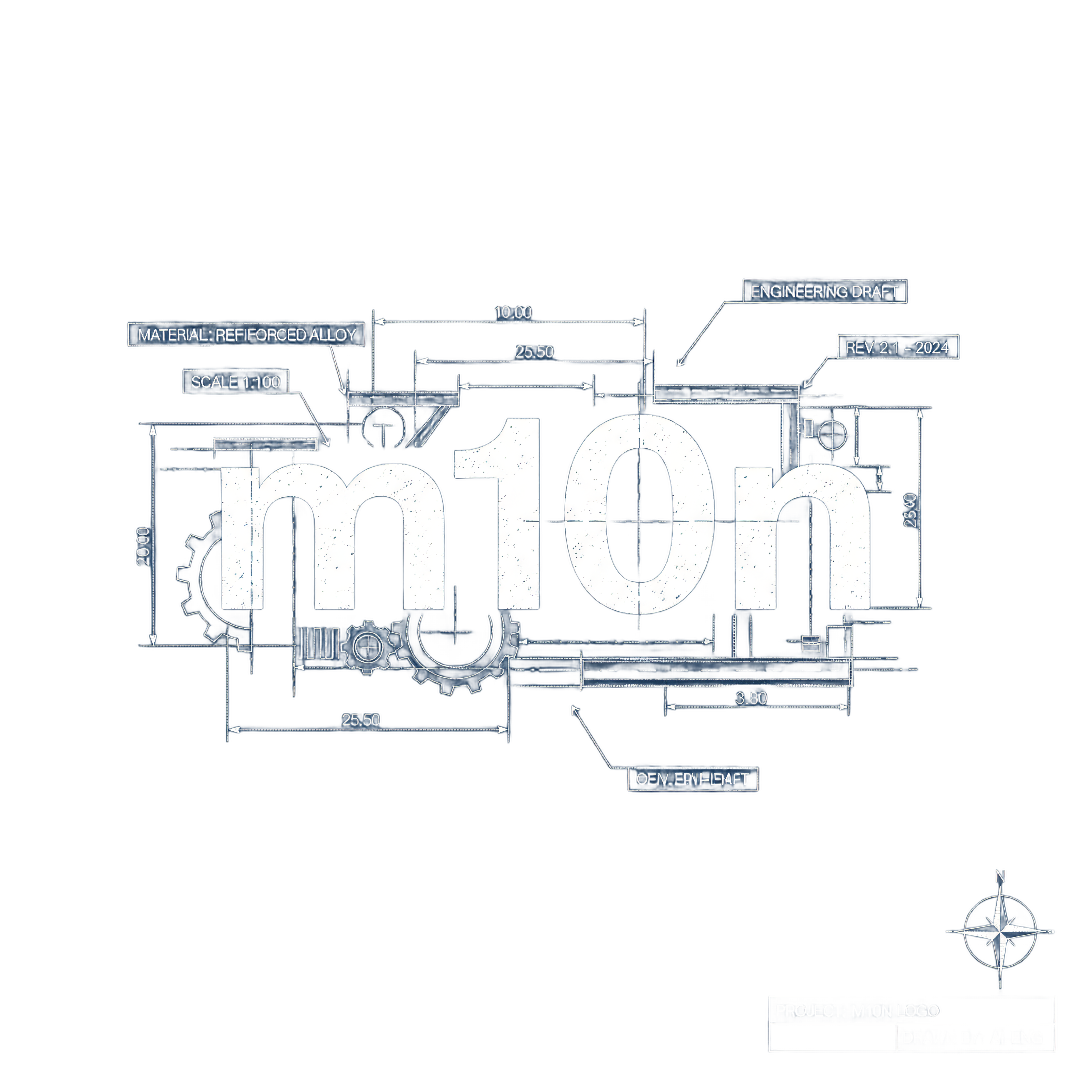 A logo for m10n as an engineering blueprint schema...