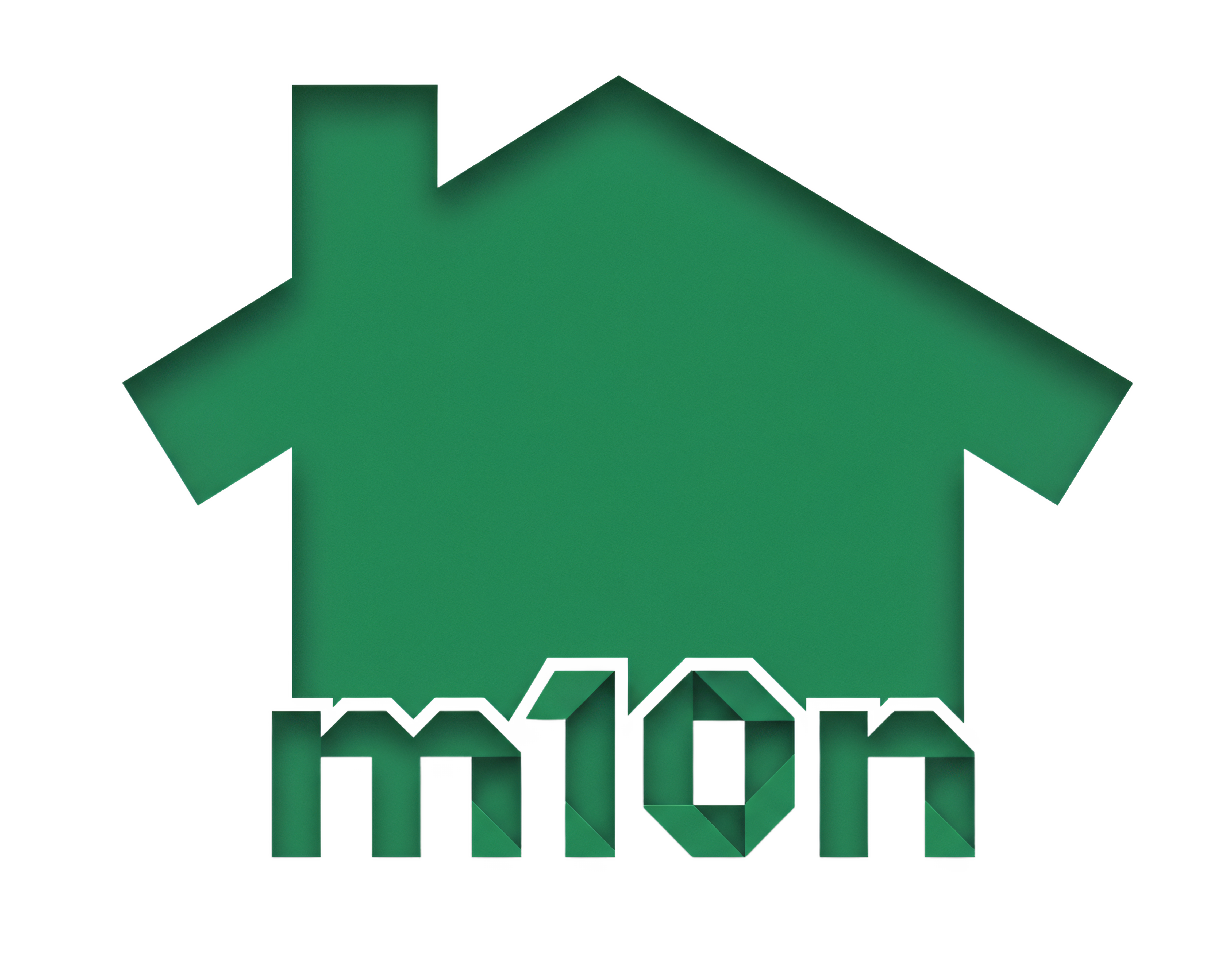 A logo for m10n in paper cutout style with layered depth, subtle shadows be...